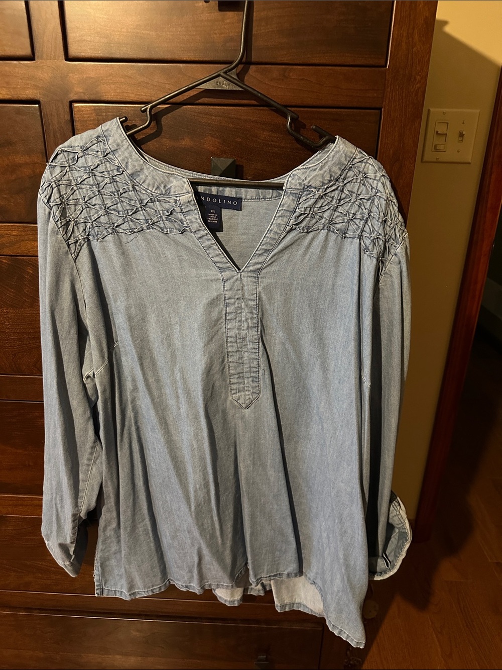 Bandolino Light Indigo Embroidered Yoke Tunic